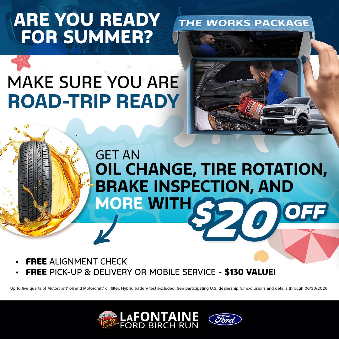 $20 Off Oil Change, Tire Rotation, Brake Inspection, Alignment Check.