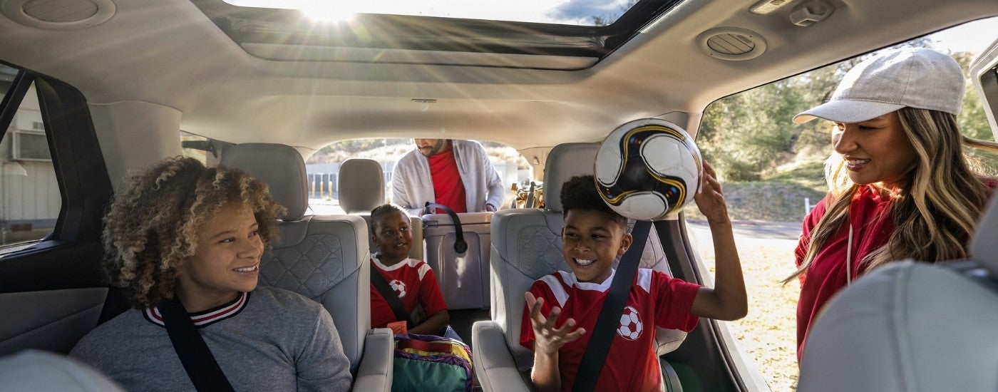 Family in the rear seats of a 2025 Ford Explorer
